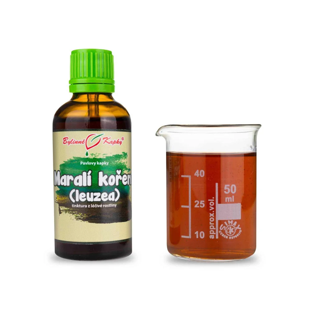 Bottleneck maralí kořen tinktura s měřicím válcem