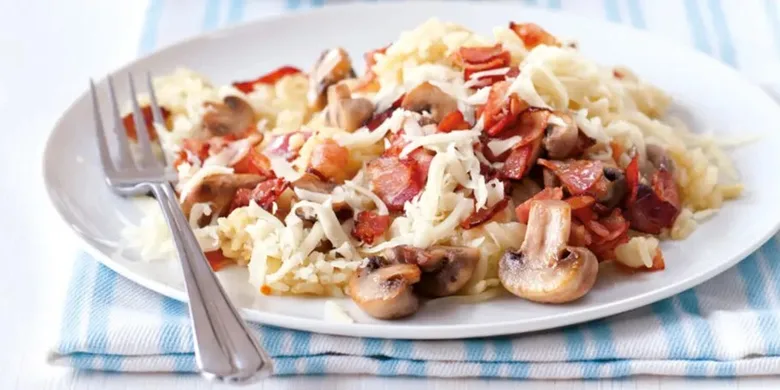 Rizoto se žampiony a slaným masačkem