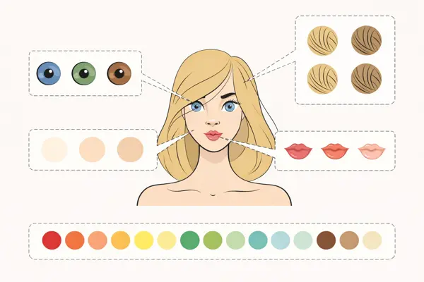 Infografika o výběru barvy vlasů k modrým očím.