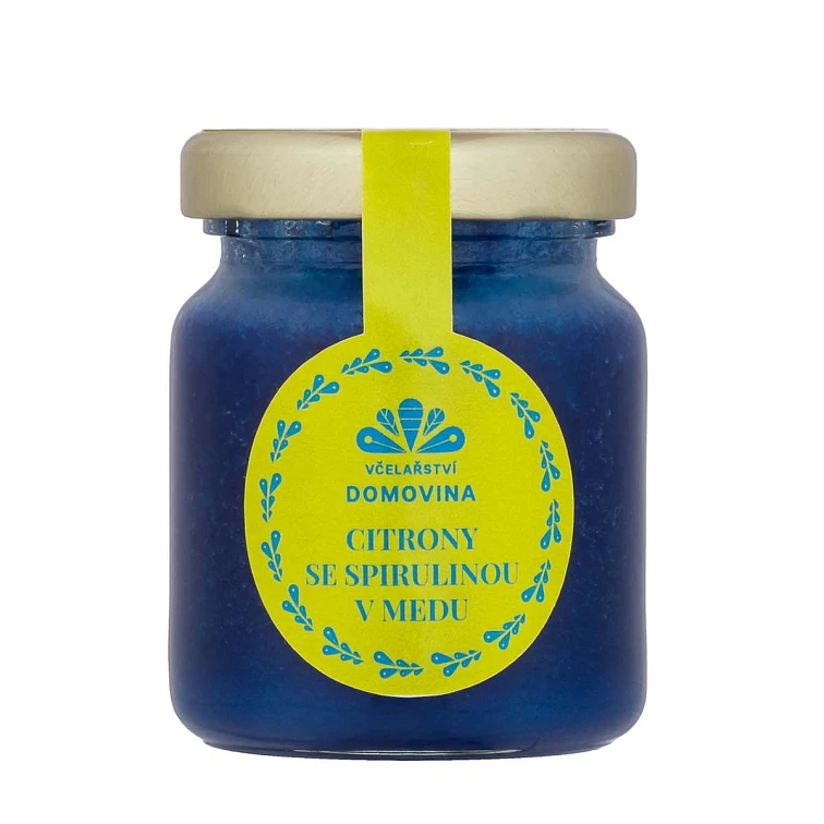 Modrý med s citronem a spirulinou v dóze
