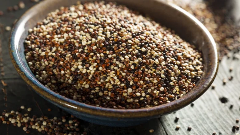 Mixed quinoa grains in bowl